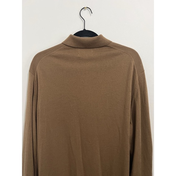 Autograph Sweater Men’s XL Brown Camel Extra Fine Merino Wool Collared Pullover - Picture 7 of 13